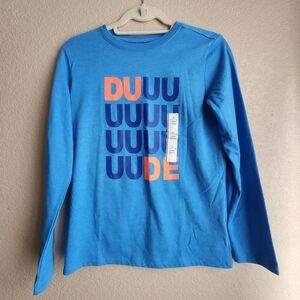 Cat & Jack Baby Blue and orange Long sleeve Dude shirt Size L 12-14 NWT